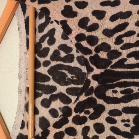 Ellison Linen Cotton Blend Oversized Cheeta Animal Print Boho Pullover Sz Large - Picture 5 of 13